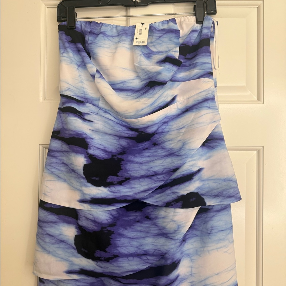 Blue and Black Y2k Mini Strapless Dress